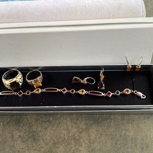 Multicolored Gemstone Bracelet with matching earrings and rings